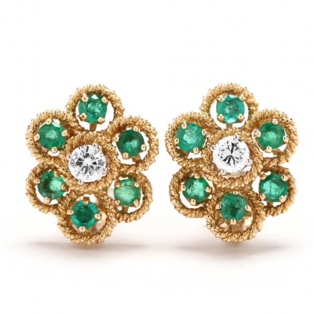 18kt-gold-emerald-and-diamond-earrings