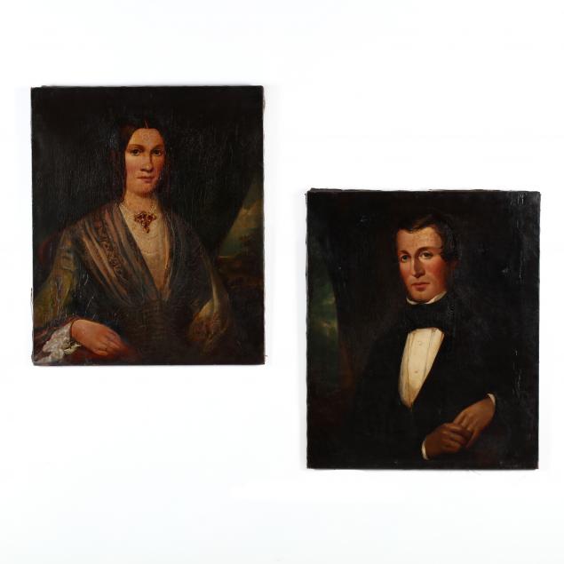 a-pair-of-antique-american-school-portraits