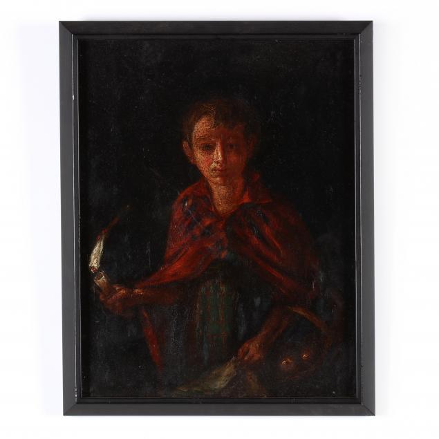 an-antique-continental-school-painting-of-a-young-boy-with-candle