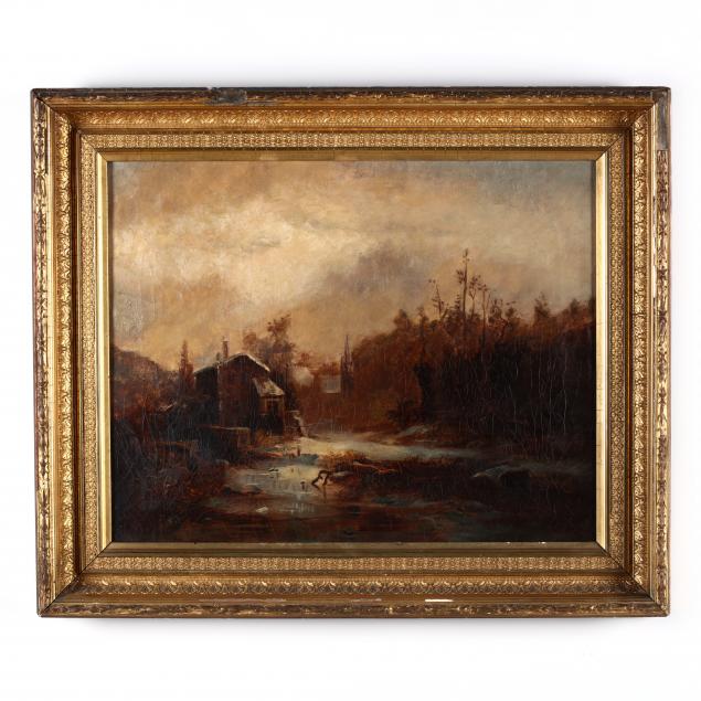 an-antique-english-school-painting-of-a-mill-in-winter