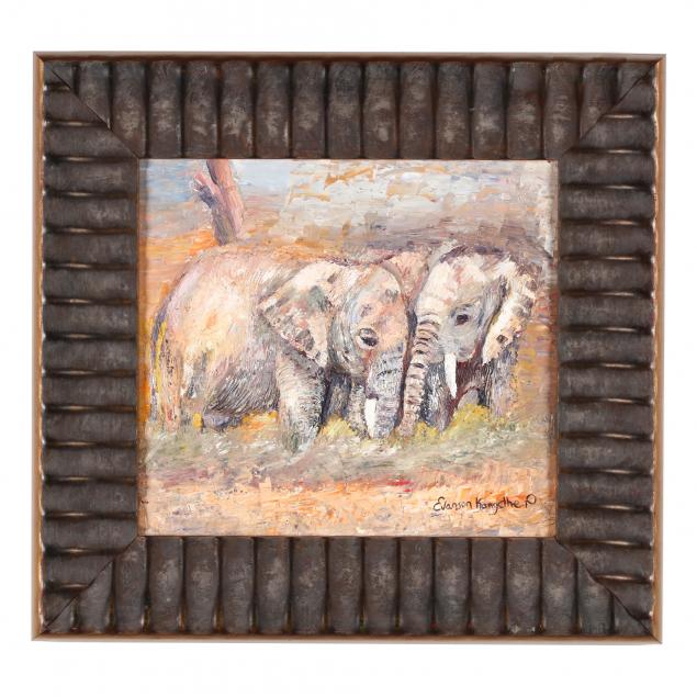 evanson-kangethe-kenyan-b-1961-two-elephants