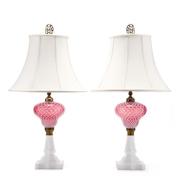 pair-of-victorian-cranberry-converted-fluid-lamps