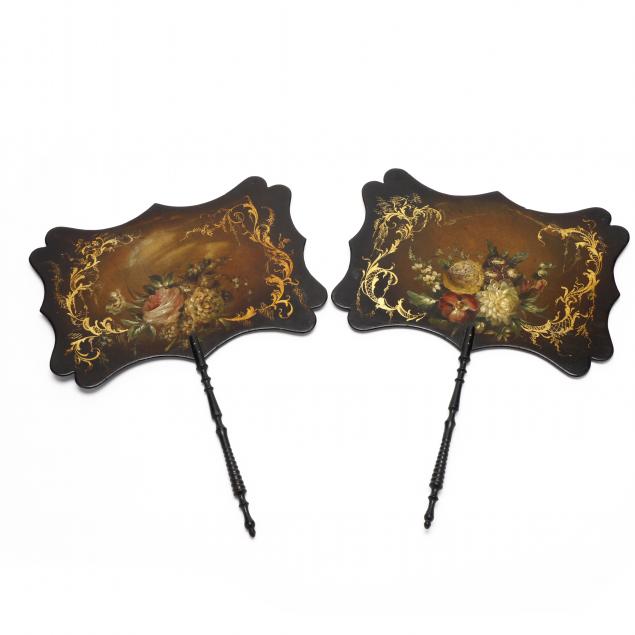 pair-of-victorian-papier-mache-hand-screens