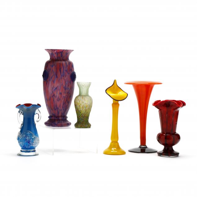 six-pieces-of-czechoslovakian-art-glass