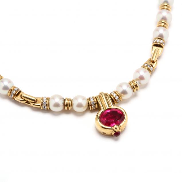 18kt-gold-pearl-tourmaline-and-diamond-necklace