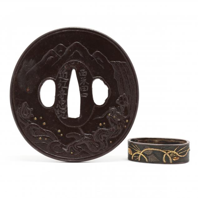 a-japanese-iron-tsuba-and-fuchi