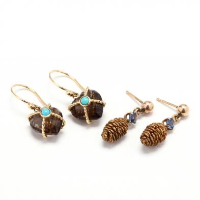 two-pairs-gold-earrings