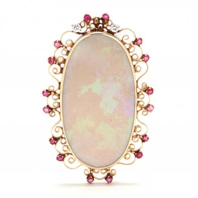 14kt-gold-opal-and-gem-set-brooch-pendant