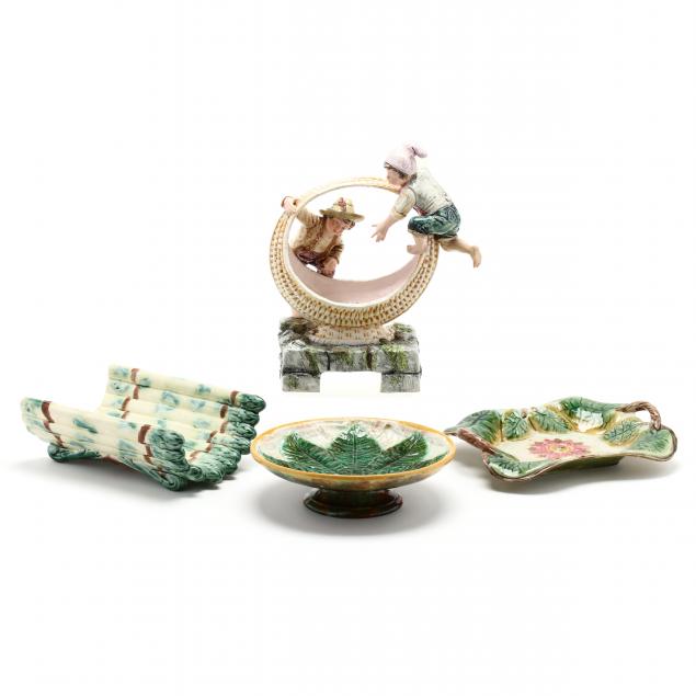 four-antique-majolica-accessory-pieces