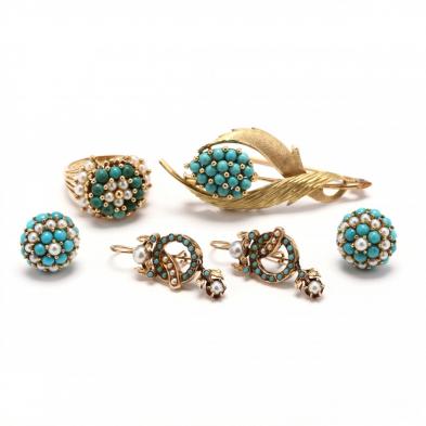 collection-of-gold-and-turquoise-jewelry