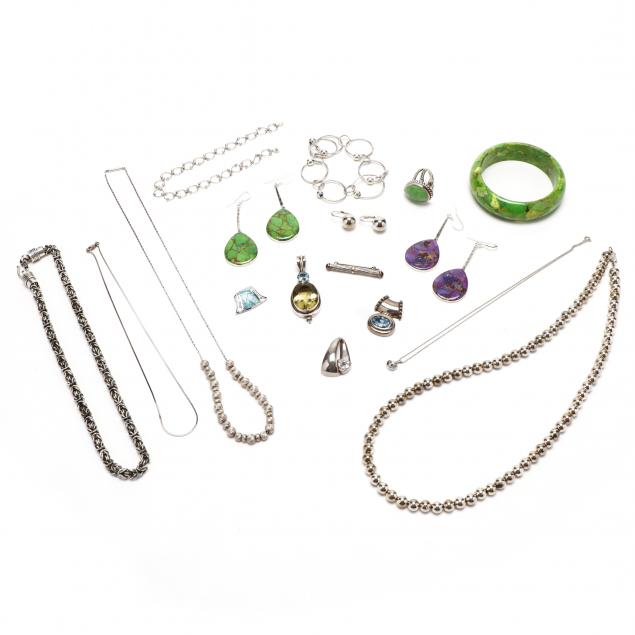 group-of-mostly-silver-jewelry-items