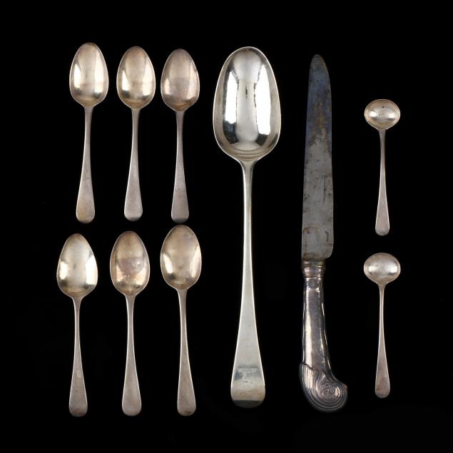 a-grouping-of-antique-english-silver-flatware