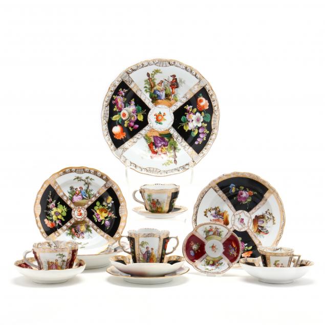two-groups-of-porcelain-partial-tea-service-items
