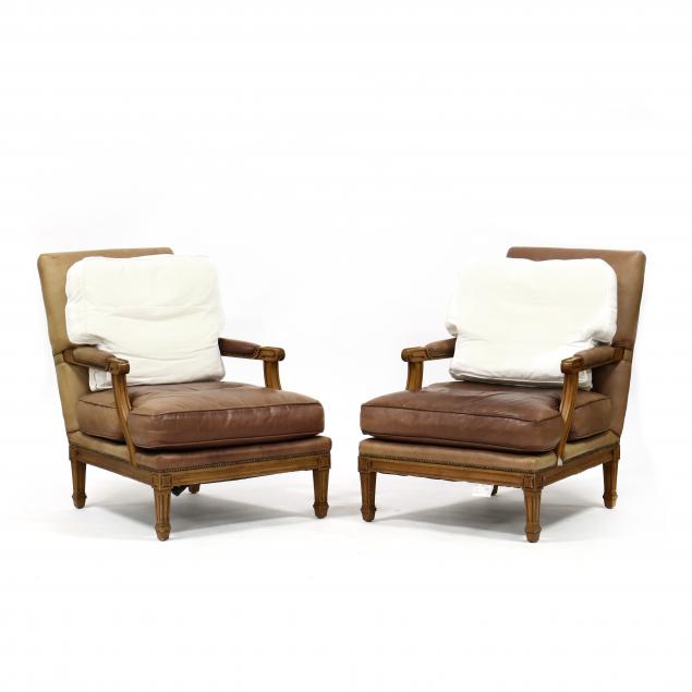 drexel-heritage-pair-of-louis-xvi-style-leather-arm-chairs