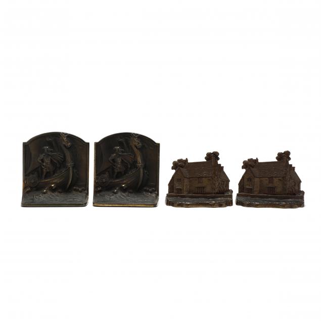 two-pair-of-vintage-cast-bronze-bookends