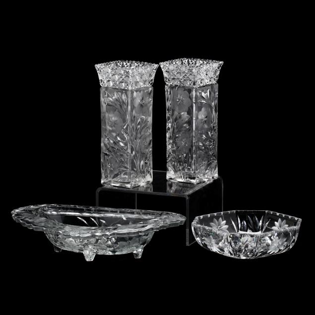 four-pieces-of-floral-engraved-glass