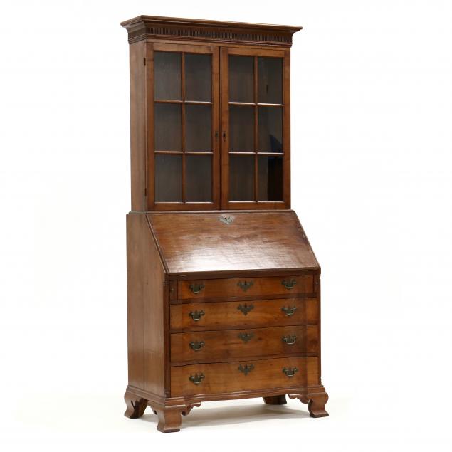 bench-made-chippendale-style-walnut-secretary-bookcase