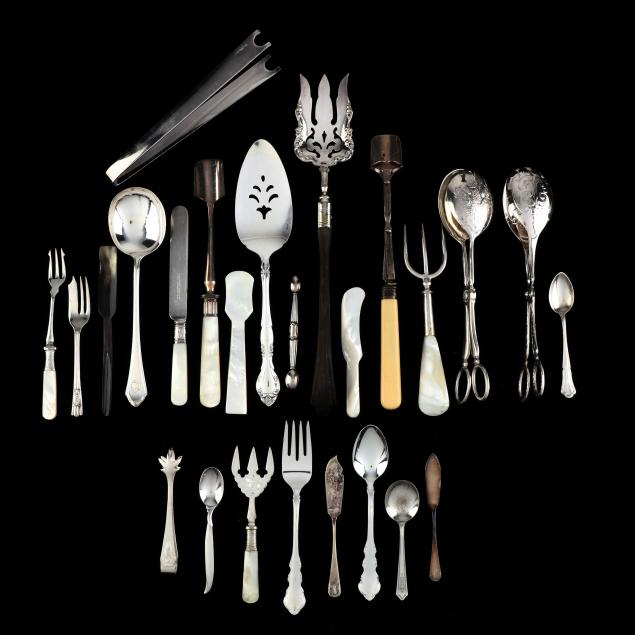 a-collection-of-silverplate-horn-mother-of-pearl-flatware