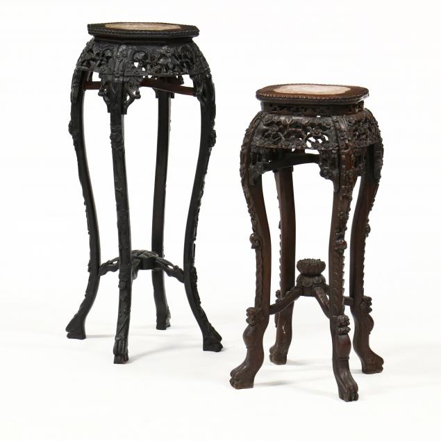 two-antique-chinese-hardwood-and-marble-top-stands
