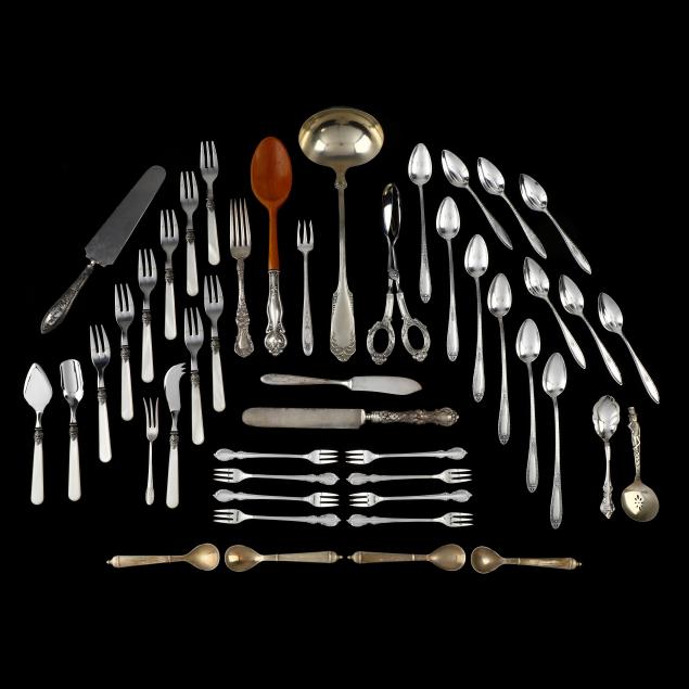 a-collection-of-sterling-silver-and-silverplate-flatware