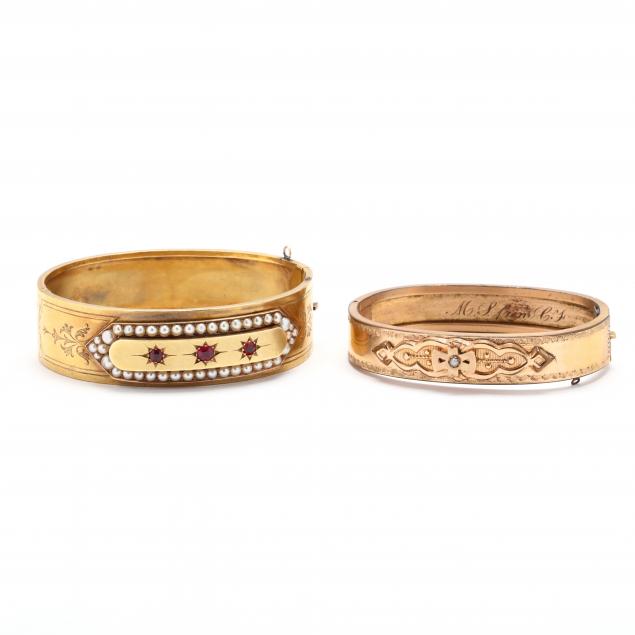two-antique-gold-filled-bracelets