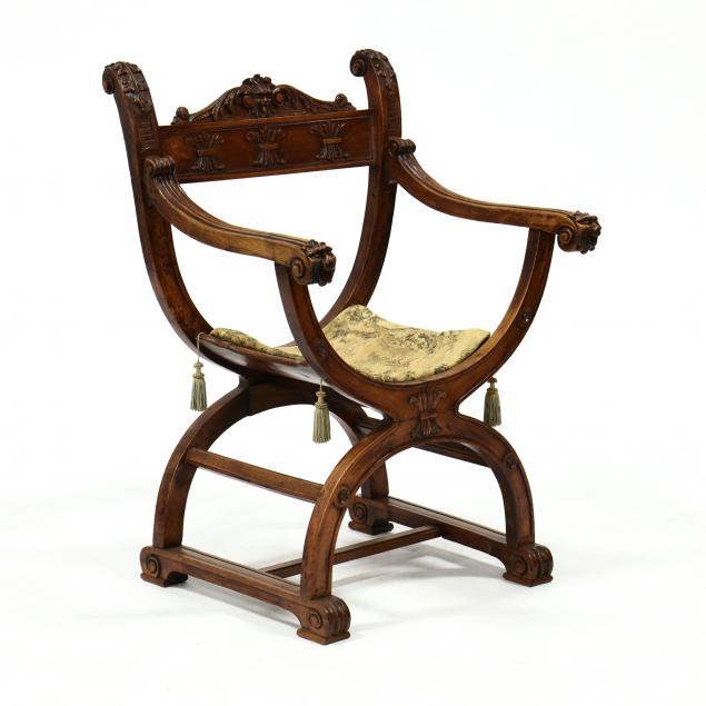 spanish-carved-walnut-savonarola-chair