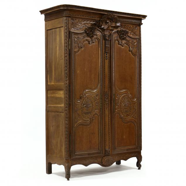 antique-louis-xv-carved-oak-armoire