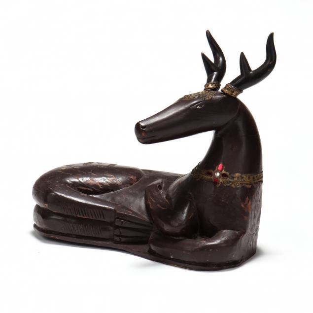 a-thai-carved-wooden-and-painted-recumbent-deer