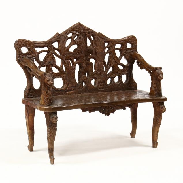 black-forest-style-carved-mahogany-bench