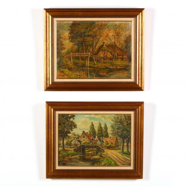 g-v-osud-abeelen-belgian-20th-century-two-village-scenes