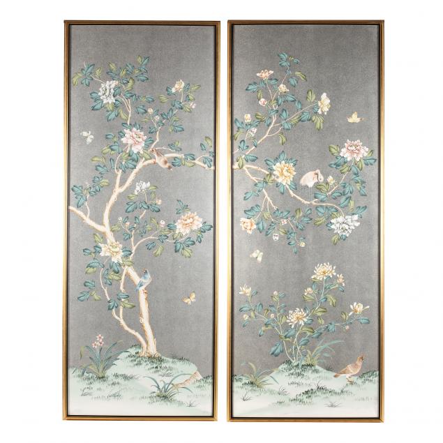 Pair of Large Gracie Chinoiserie Decorated Framed Panels (Lot 214 ...