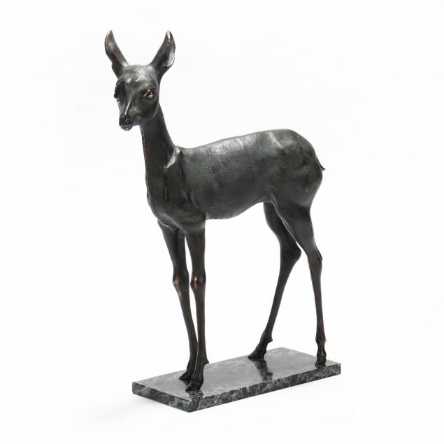 patinated-bronze-fawn-sculpture