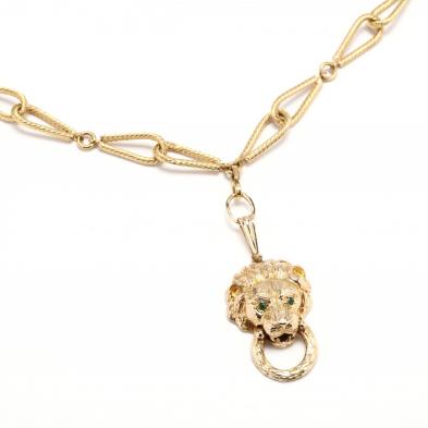 gold-necklace-with-lion-pendant