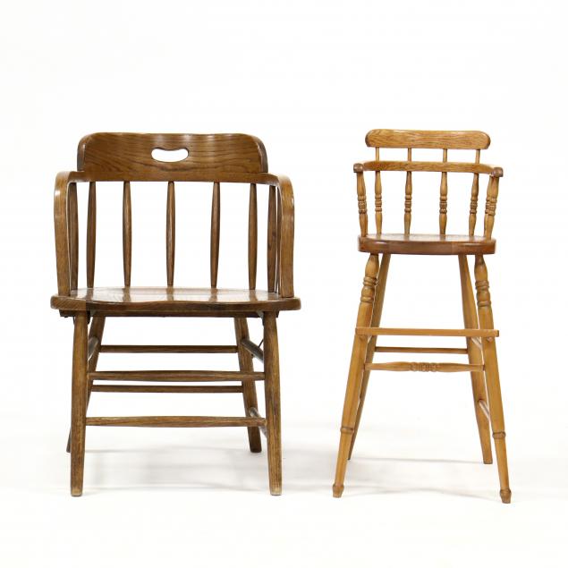 two-vintage-oak-spindle-back-chairs