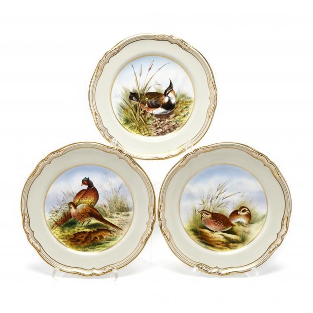 three-spode-game-bird-cabinet-plates