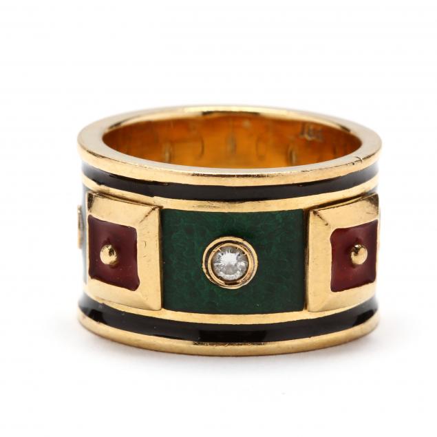 18kt-gold-diamond-and-enamel-band