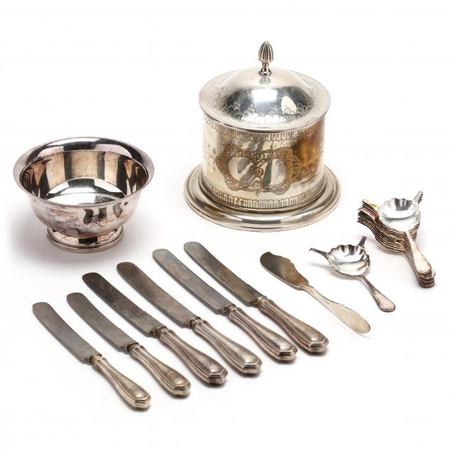 group-of-silver-and-silverplate-flatware-and-accessories
