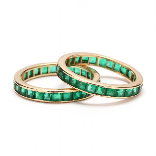 pair-of-18kt-gold-and-emerald-eternity-bands-oscar-heyman-brothers