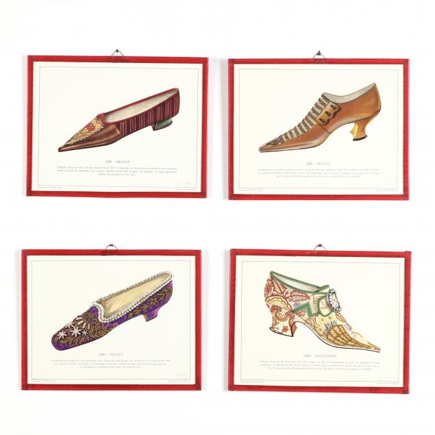 four-antique-french-fashion-plates-depicting-shoes