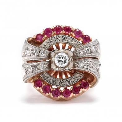 retro-14kt-two-tone-gold-diamond-and-synthetic-ruby-ring
