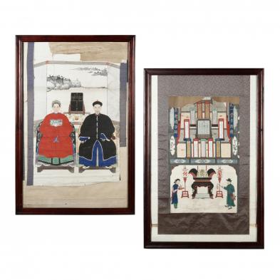 two-large-chinese-framed-ancestor-paintings