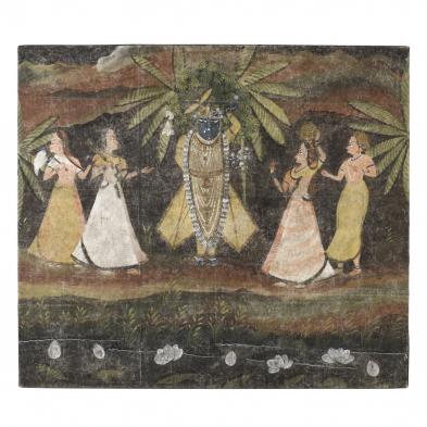 an-indian-pichhavai-painting-of-krishna-with-gopis