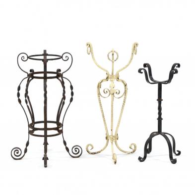 group-of-three-wrought-iron-antique-fern-stands