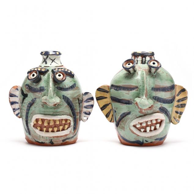 texas-folk-art-pottery-carl-block-pair-of-face-jugs