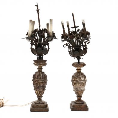 pair-of-spanish-wrought-iron-and-carved-candelabra
