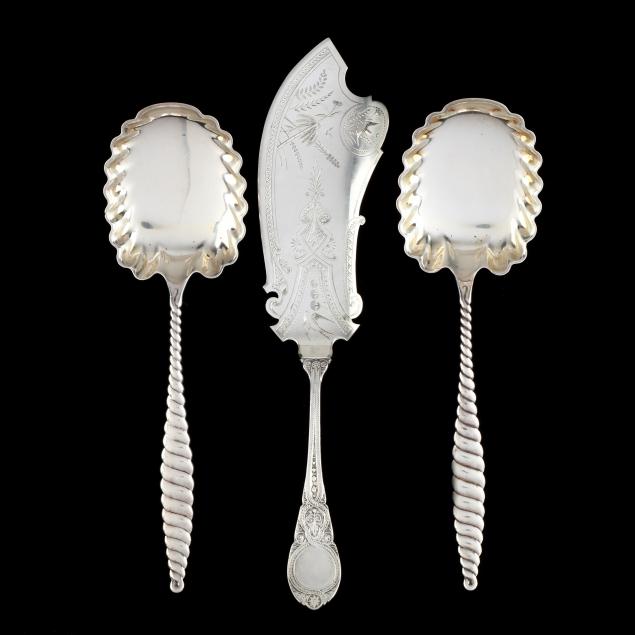 three-antique-american-sterling-silver-servers