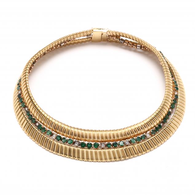 18kt-gold-emerald-and-diamond-choker-necklace