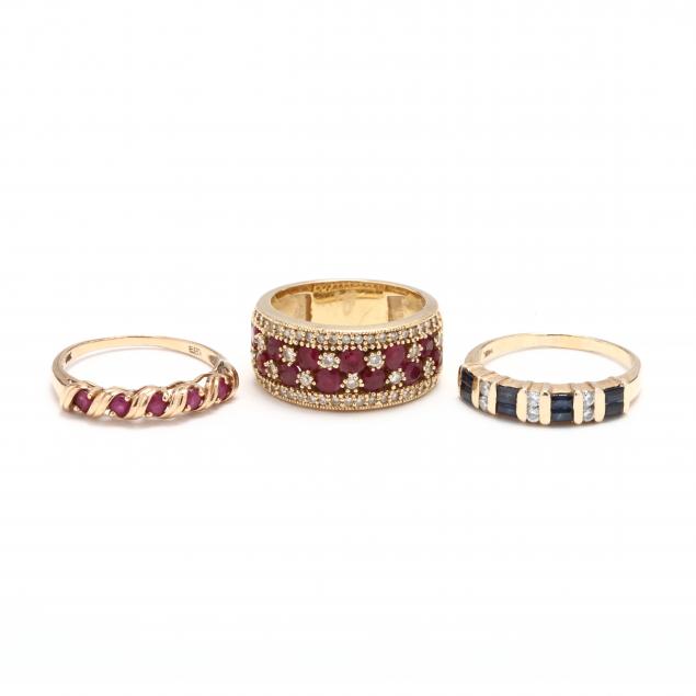 three-14kt-gold-and-gem-set-rings