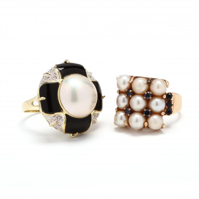 two-14kt-pearl-and-gemstone-rings