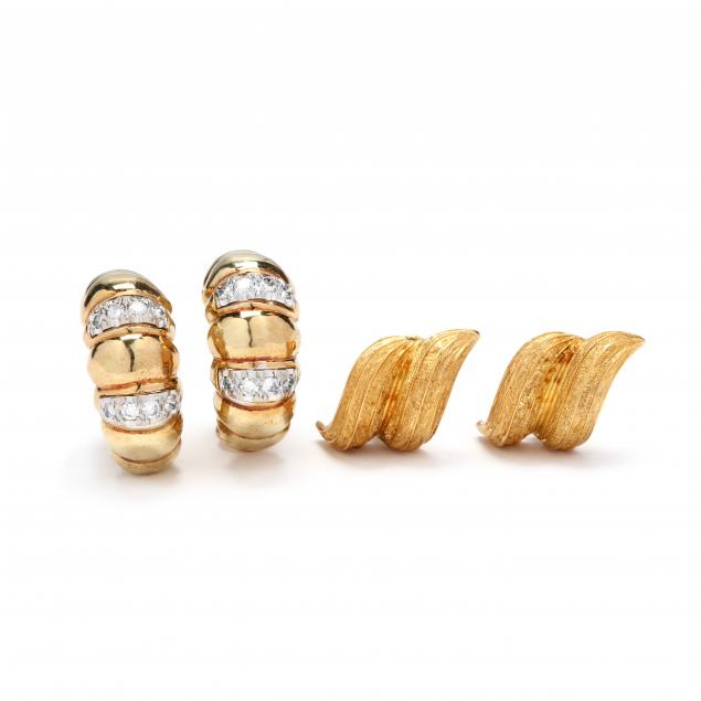 two-pairs-of-gold-earrings